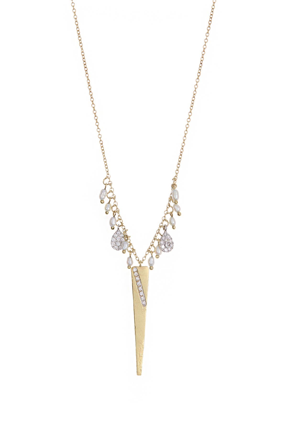 Meira T 14k Yellow Gold Pave Diamond Fringe Dagger Pendant Necklace