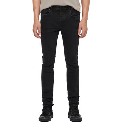 Allsaints Cigarette Ripped & Repaired Straight Leg Jeans, Black