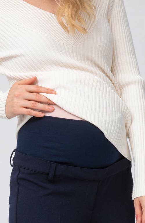 Pietro Brunelli Noah Adjustable Waist Straight Leg Maternity Pants In Navy
