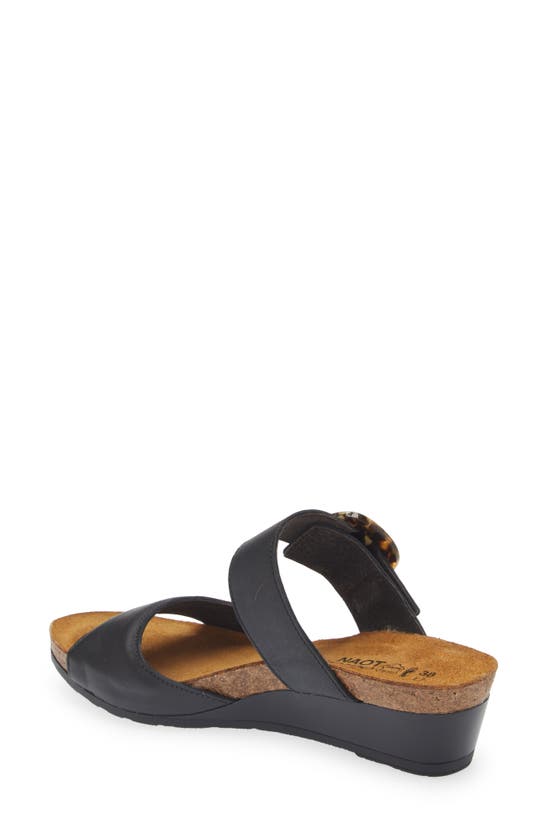Naot Kingdom Wedge Slide Sandal In Jet Black Leather