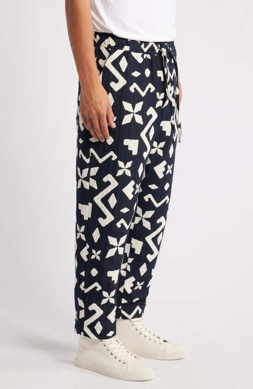 Shop Wax London Kurt Block Geo Jacquard Pants In Navy/ecru