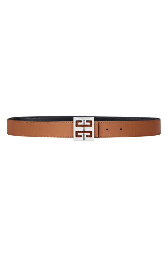 Givenchy 4g Buckle Reversible Skinny Leather Belt In 913-tan