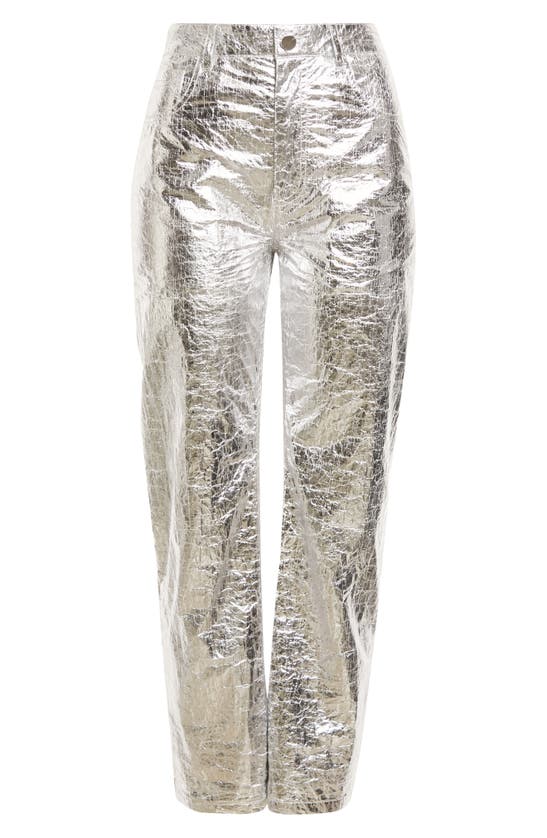 Shop Monse Foiled Straight Leg Jeans In Silver