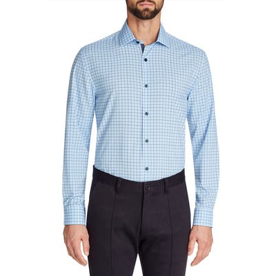 W.r.k Trim Fit Grid Performance Dress Shirt, Blue