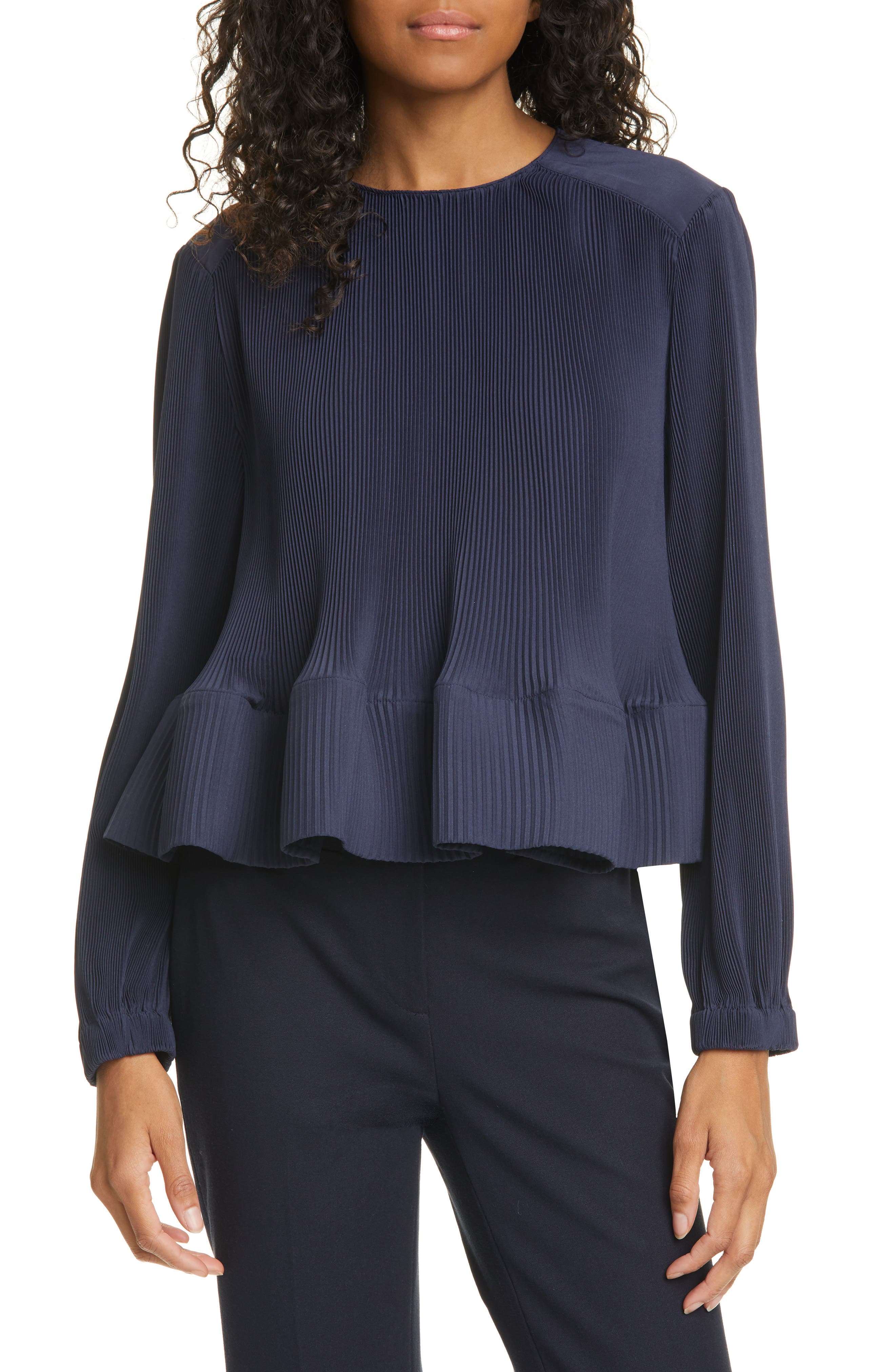 tibi ruffle sleeve top