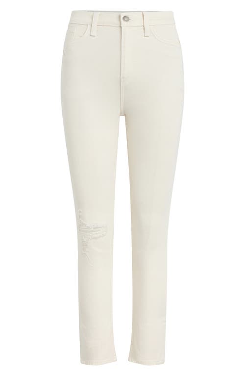 Hudson Harlow Ultrahigh Waist Ankle Cigarette Jeans In Destructed Ecru