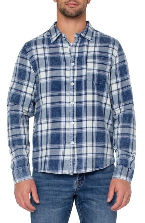 Liverpool Los Angeles Plaid Cotton Flannel Button-Up Shirt in Navy Multi