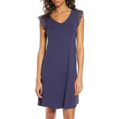 Nordstrom Moonlight Lace Trim Nightgown, Blue
