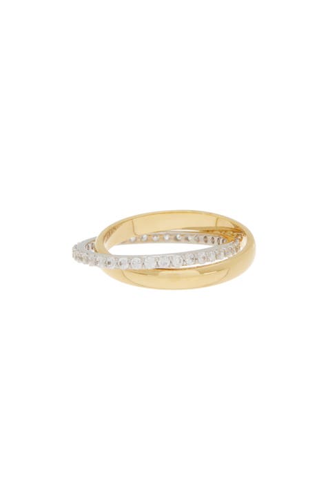 Two-Tone Interlocked Bands Ring