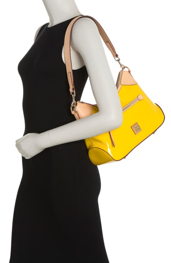 Dooney & Bourke Patent Leather Hobo Bag In Yellow