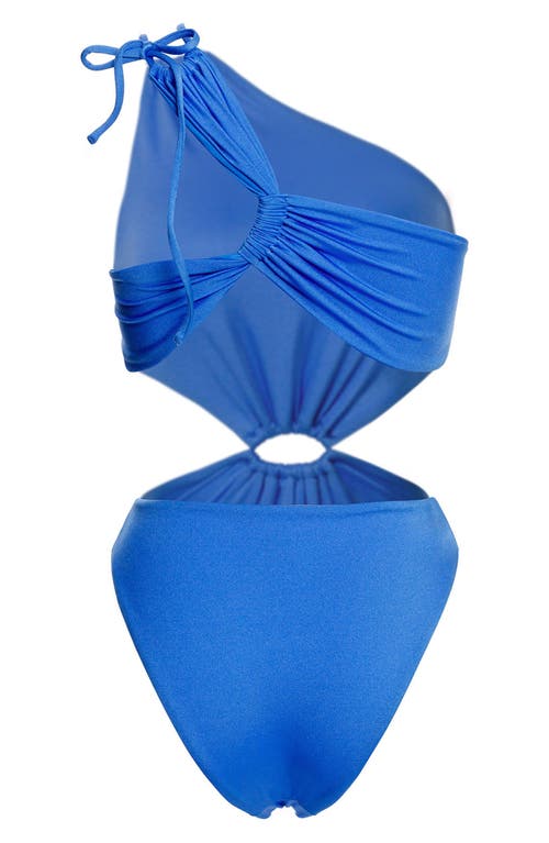 AGUA BENDITA AGUA BENDITA BLOOM AZURE ONE-SHOULDER CUTOUT ONE-PIECE SWIMSUIT