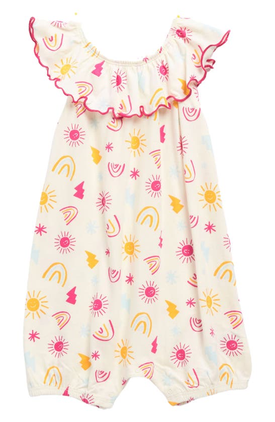 Harper Canyon Babies' Printed Ruffle Romper In Ivory Egret Sunny Days