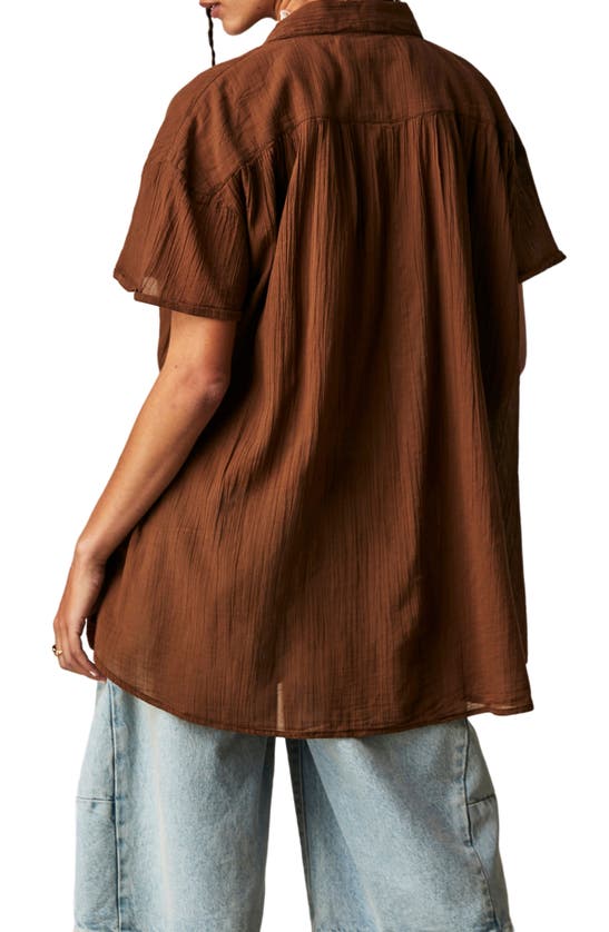 Shop Free People Float Away Button-up Shirt In Chocolate Love