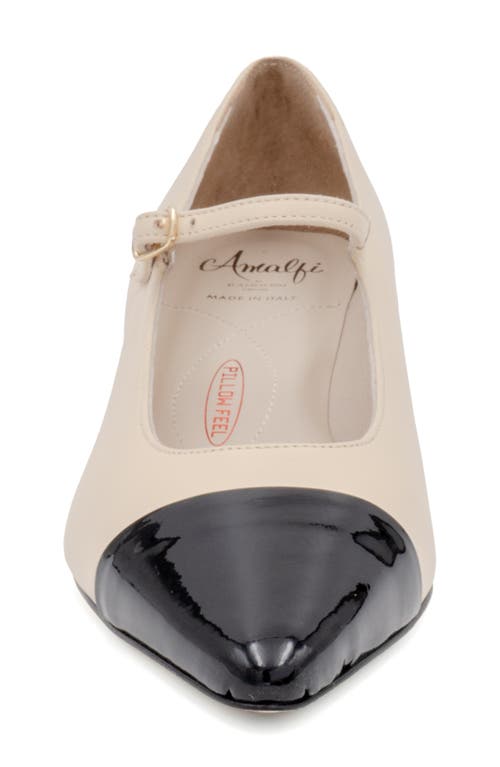 Amalfi By Rangoni Pluto Mary Jane Pointed Cap Toe Pump In N Sand Parmasoft Black Vernice
