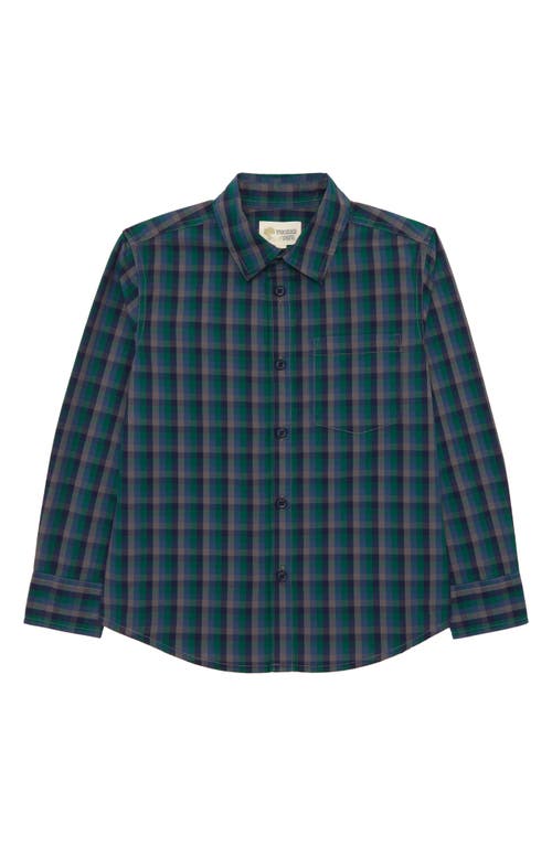 Tucker + Tate Kids' Plaid Cotton Button-Up Shirt in Navy Denim Xander Plaid