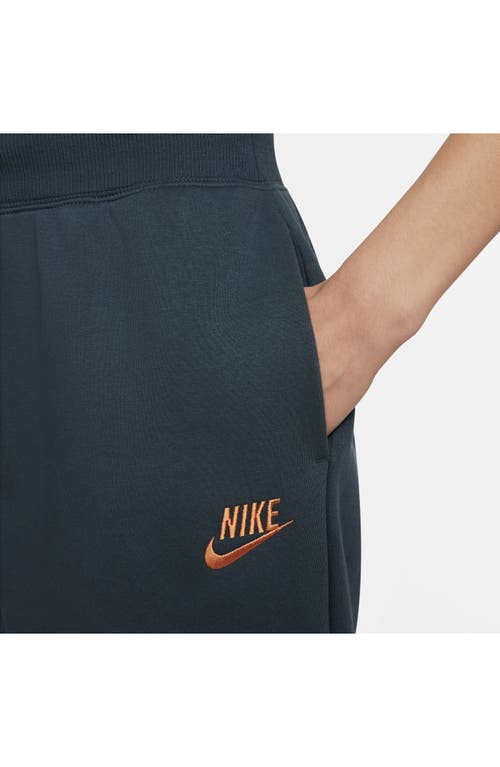 Shop Nike Sportswear Oversize Fleece Sweatpants In Deep Jungle/sail