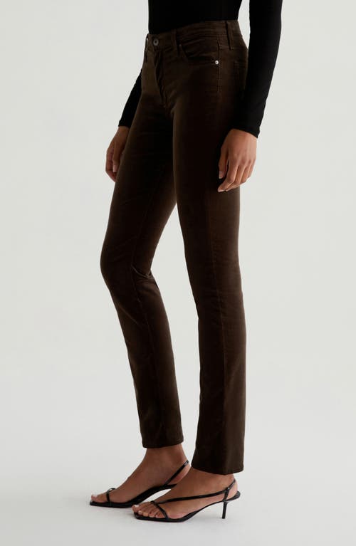 Ag Mari High Rise Slim Straight Jean In Sone Wash In Rich Umber