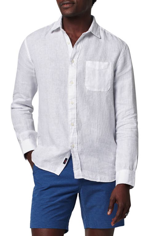 Faherty Laguna Linen Button-Up Shirt in White