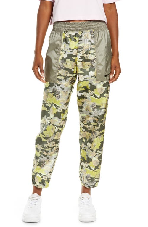 Sportswear Floral Track Pants in Cargo Khaki/Light Army/Black