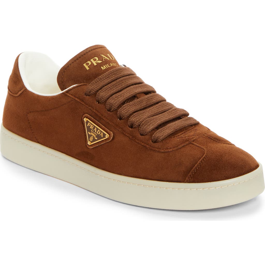 Prada Lane Triangle Logo Low Top Sneaker In Rovere