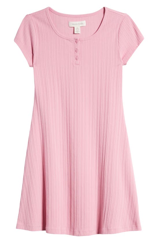 Shop Treasure & Bond Kids' Rib Organic Cotton Henley Dress In Pink Moonlite