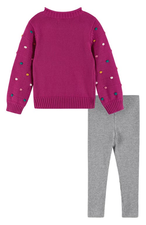 Andy & Evan Sweater & Leggings Set In Fuchsia Bobble