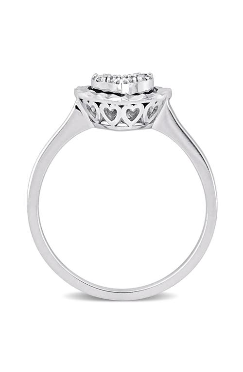 Delmar Diamond Heart Shape Ring In Silver/clear