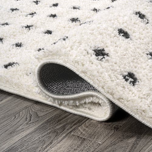Jonathan Y Pele Modern Geometric Dot Shag Area Rug In White/gray