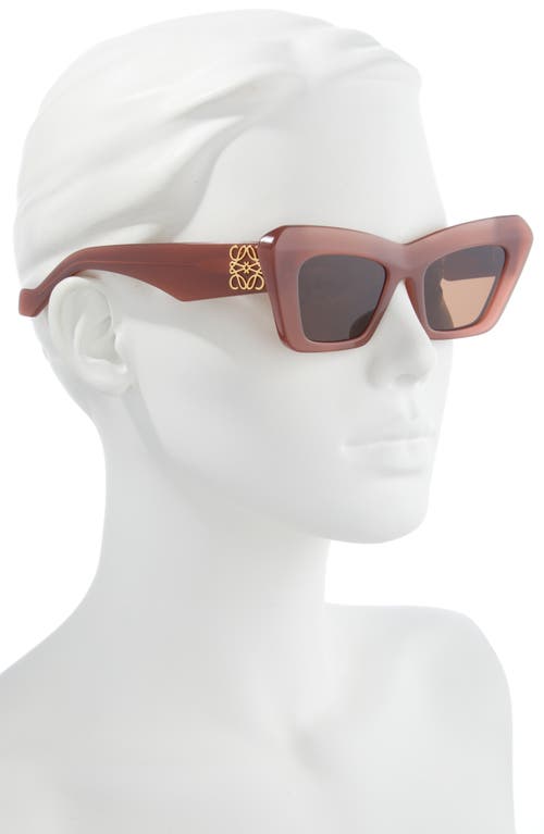 Shop Loewe Chunky Anagram 50mm Small Cat Eye Sunglasses In Shiny Dark Brown/brown