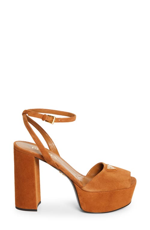 PRADA PRADA TRIANGLE LOGO ANKLE STRAP PLAFORM SANDAL