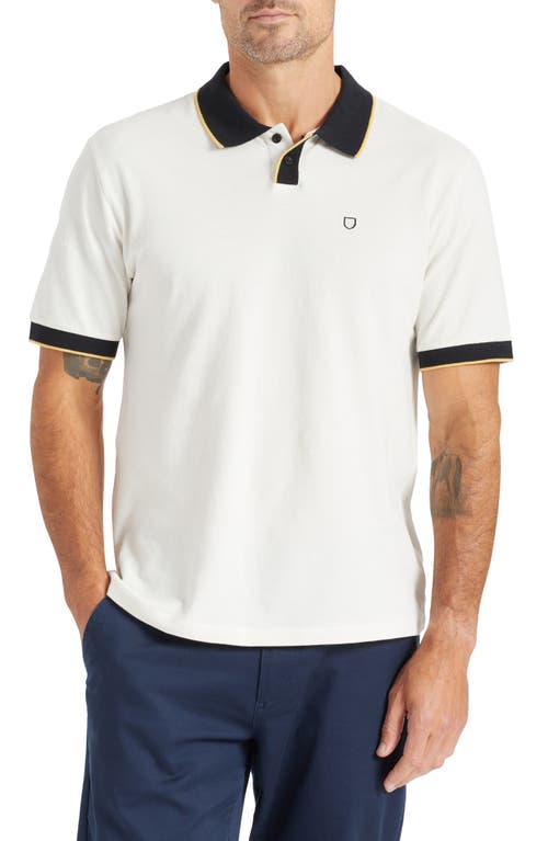 Shop Brixton Pipe Trim Short Sleeve Polo In Off White/black