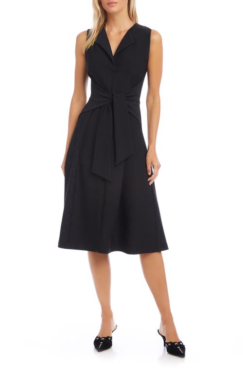 FIFTEEN TWENTY Tie Front Sleeveless Fit & Flare Dress Black at Nordstrom,