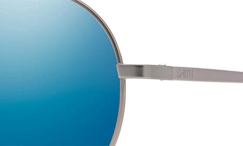 Shop Smith Prep 53mm Polarized Round Sunglasses In Matte Gunmetal/blue Mirror