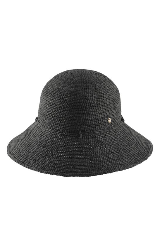 Helen Kaminski Raffia Crochet Bucket Hat In Charcoal