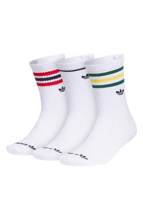 Shop Adidas Originals Roller 3-pack 3.0 Crew Socks In White/scarlet/green