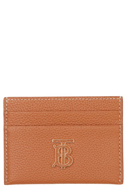 burberry TB Monogram Pebbled Leather Card Case in Warm Russet Brown at Nordstrom
