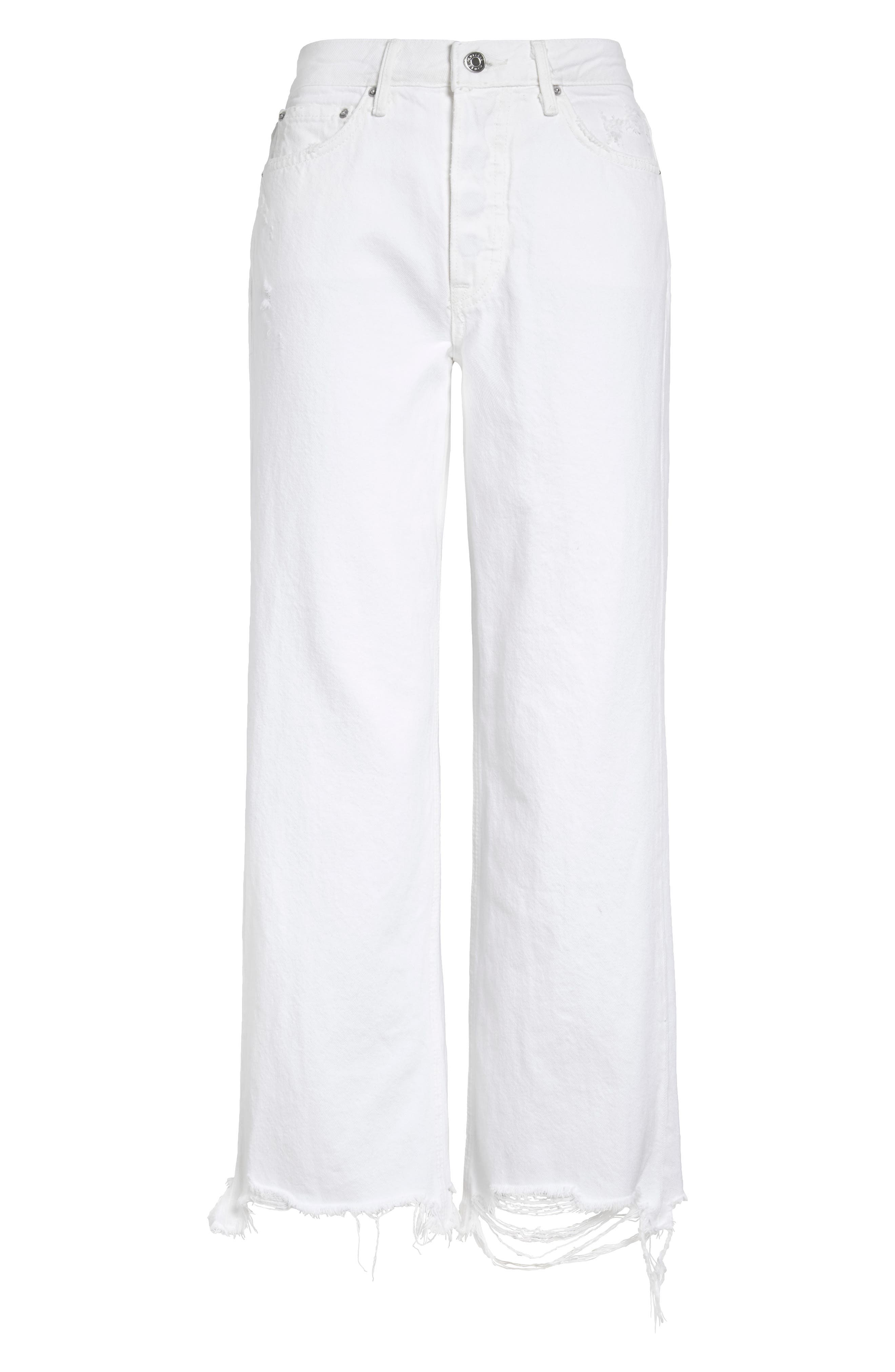 white distressed high waisted jeans