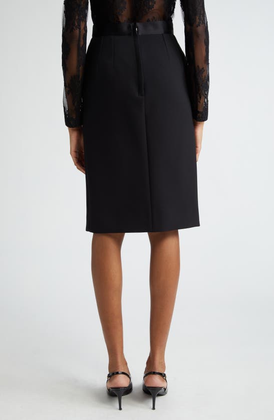 Shop Dolce & Gabbana Dolce&gabbana Bow Waist Wool Blend Pencil Skirt In Nero