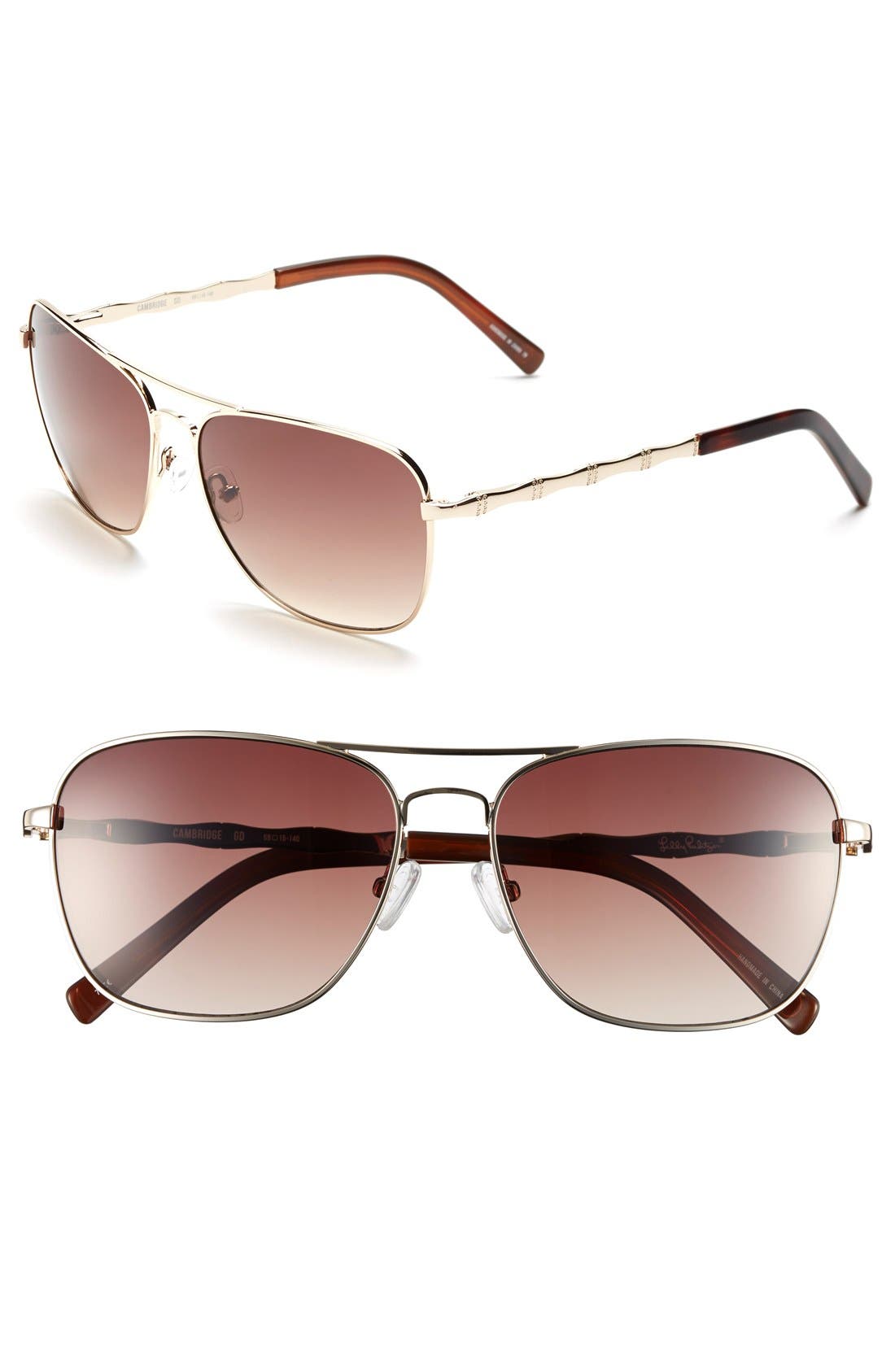 Lilly Pulitzer® 'Cambridge' 59mm Aviator Sunglasses Nordstrom