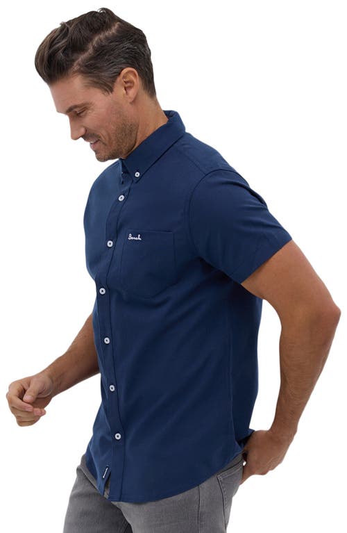 Shop Bench . Bowdon Short Sleeve Oxford Cotton Button-up Shirt In Navy