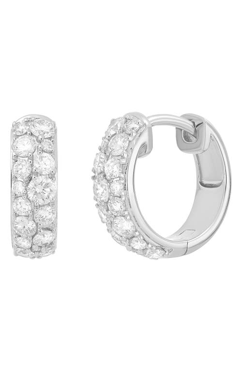 Audrey Diamond Huggie Hoop Earrings in 18K White Gold