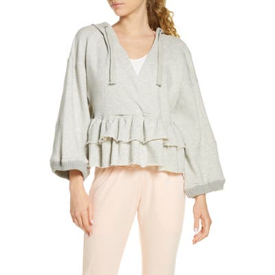 Free People Fp Movement Side Swept Ruffle Hoodie, Grey
