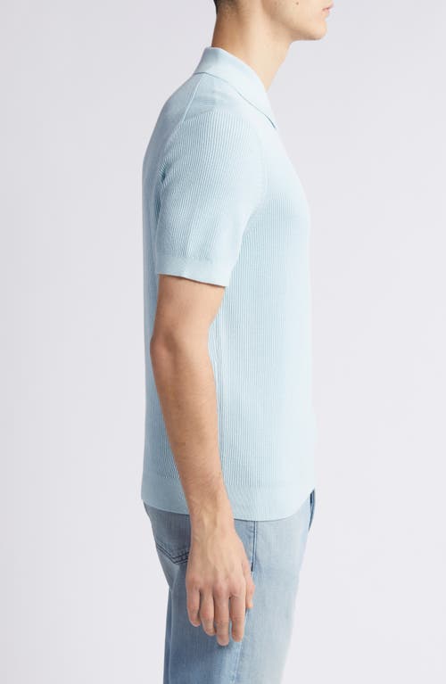 Nn07 Hansie Zip Ribbed Organic Cotton Sweater Polo In Winter Sky