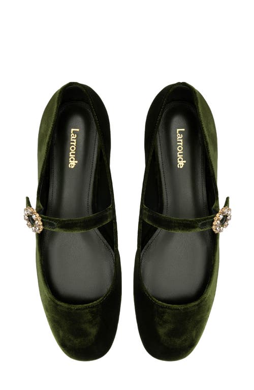 Shop Larroude Larroudé Blair Mary Jane Flat In Dark Green