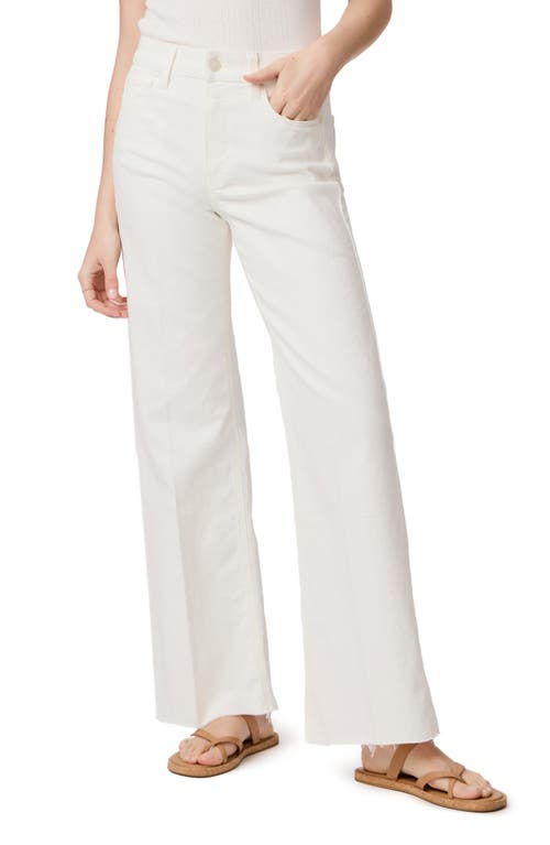 PAIGE Anessa Raw Hem High Waist Wide Leg Jeans Tonal Ecru at Nordstrom,