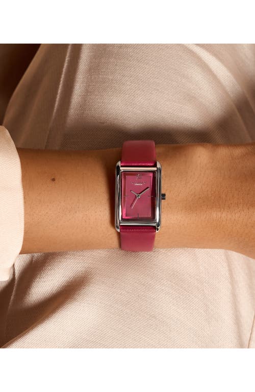 Shop Olivia Burton Grove Rectangular Leather Strap Watch, 23mm In Cranberry