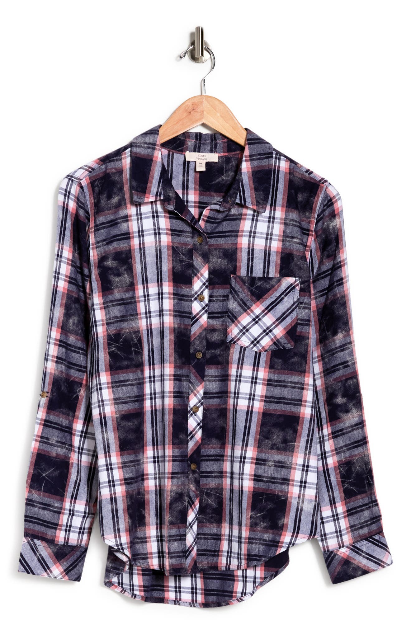 Como Vintage Acid Wash Plaid Shirt In 