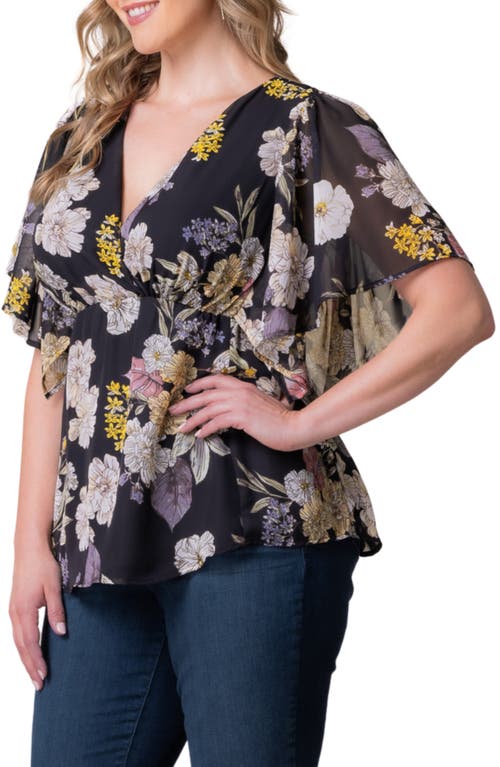 Shop Kiyonna Seaside Serenade Top In Midnight Peony Print