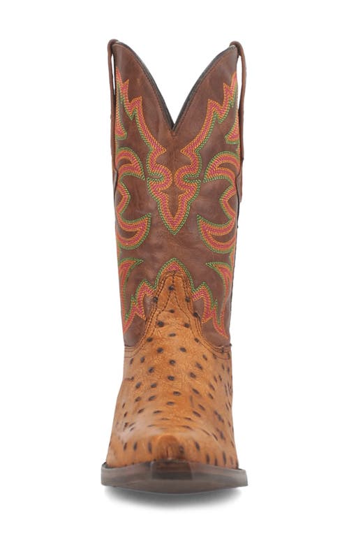 Dingo Outlaw Ostrich Embossed Cowboy Boot In Tan