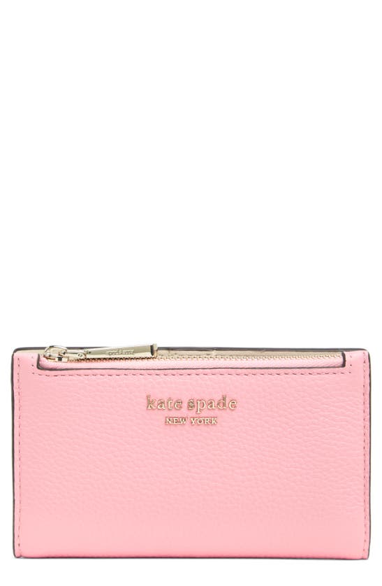 Kate Spade Bradley Pebbled Leather Bifold Wallet In Grapefruit Soda
